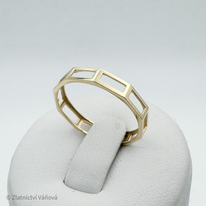 Žluté zlato prsten GEOMETRICKÝ